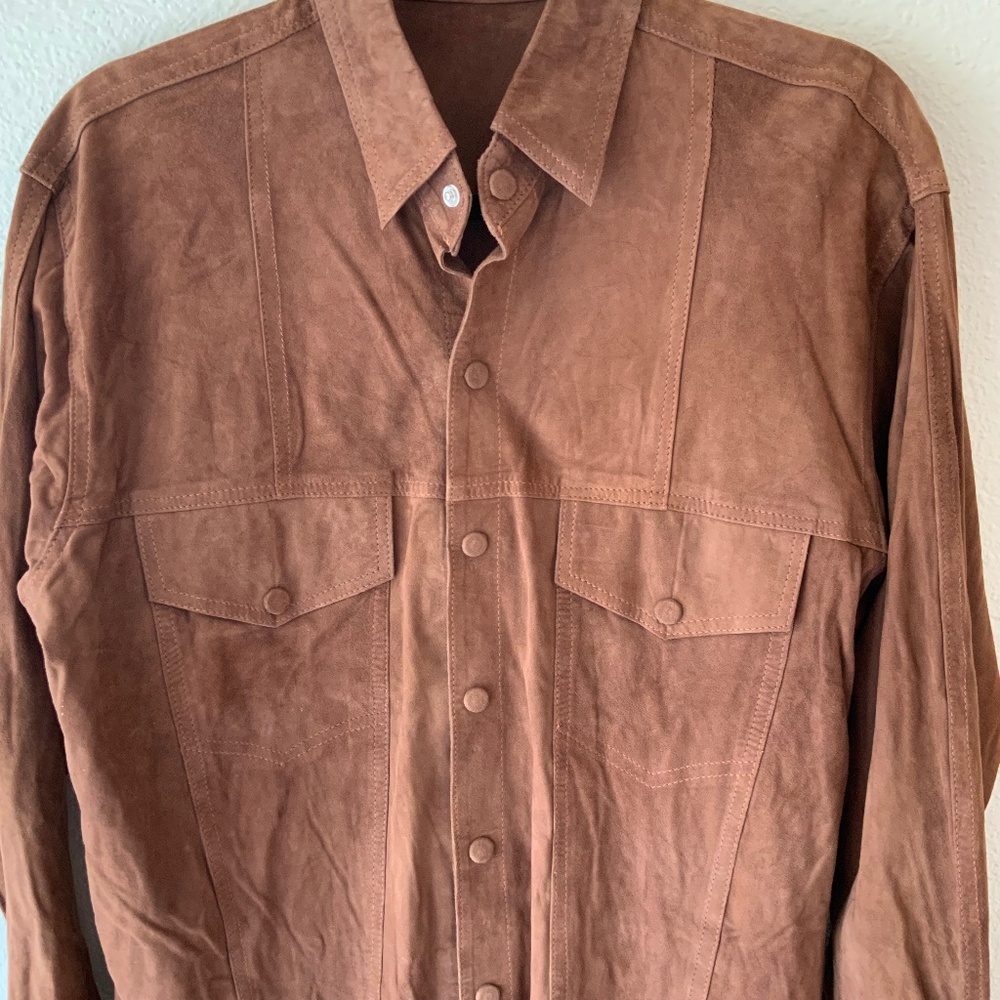 LIKE NEW!Brown Suede Shirt Western Mens Size 42